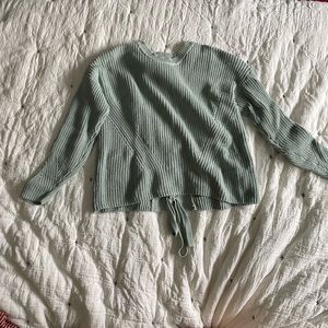 lucky brand mint sweater with lace up back